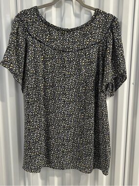 LOFT Floral Short Sleeve Top Size 18